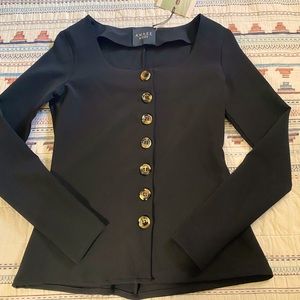 A.W.A.K.E. Mode Black Scoop Neck Top Size 38